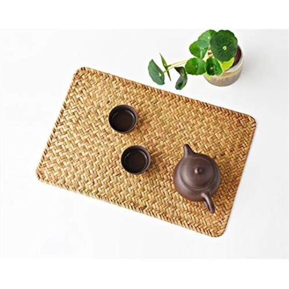 6 Pack Rectangular Woven Placemats, Rattan Wicker Table Mats, 17" x 12" - Picture 5 of 7